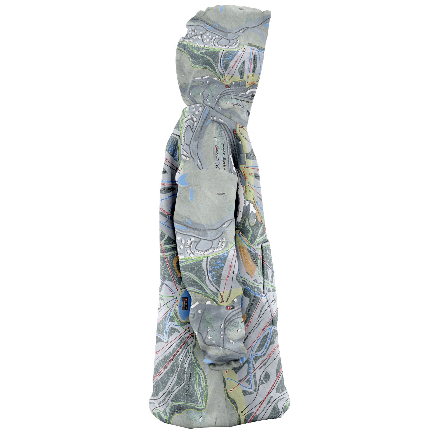Seven Springs, Pennsylvania Ski Trail Map - Snug Hoodie