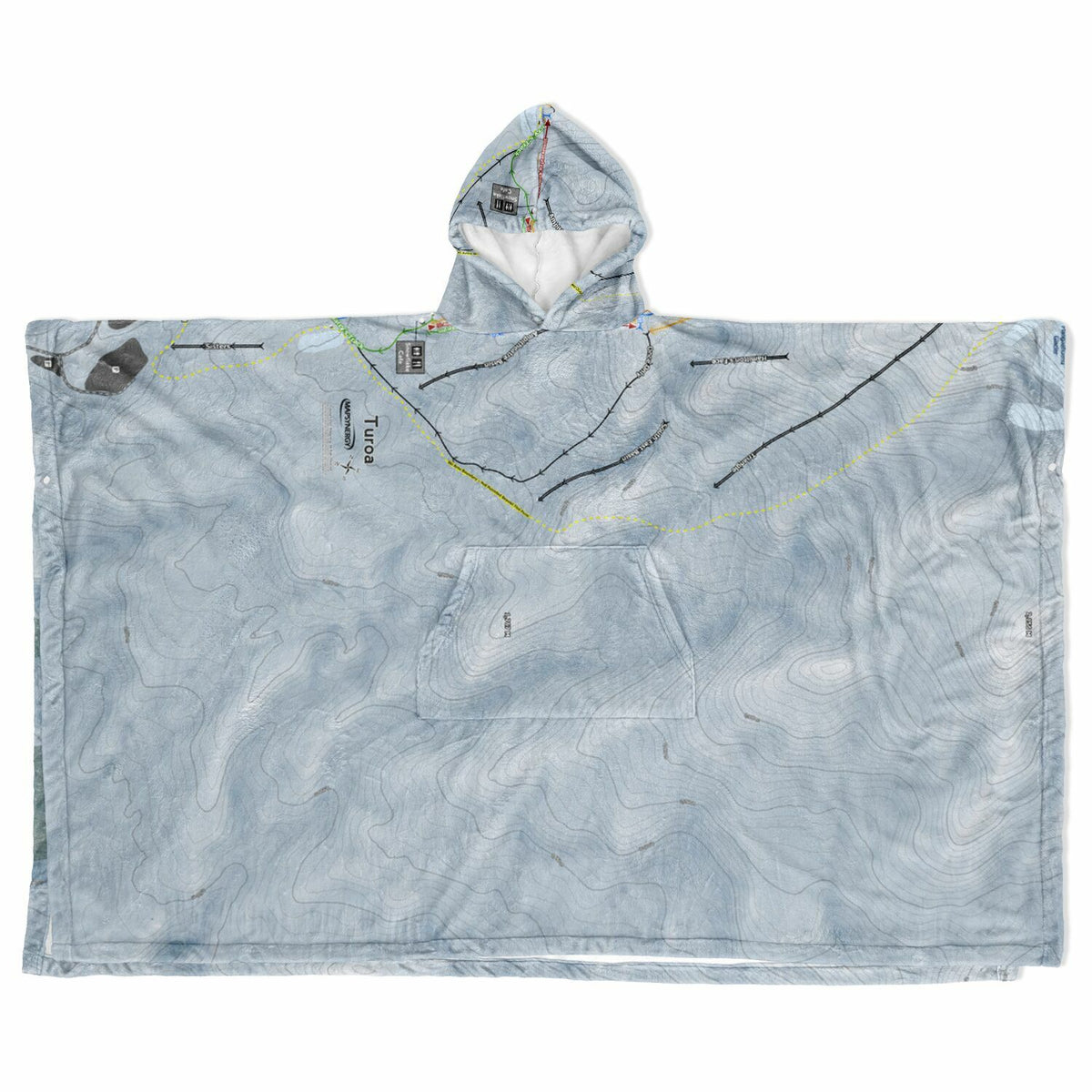 Turoa, New Zealand Ski Resort Map Flannel Blanket Poncho