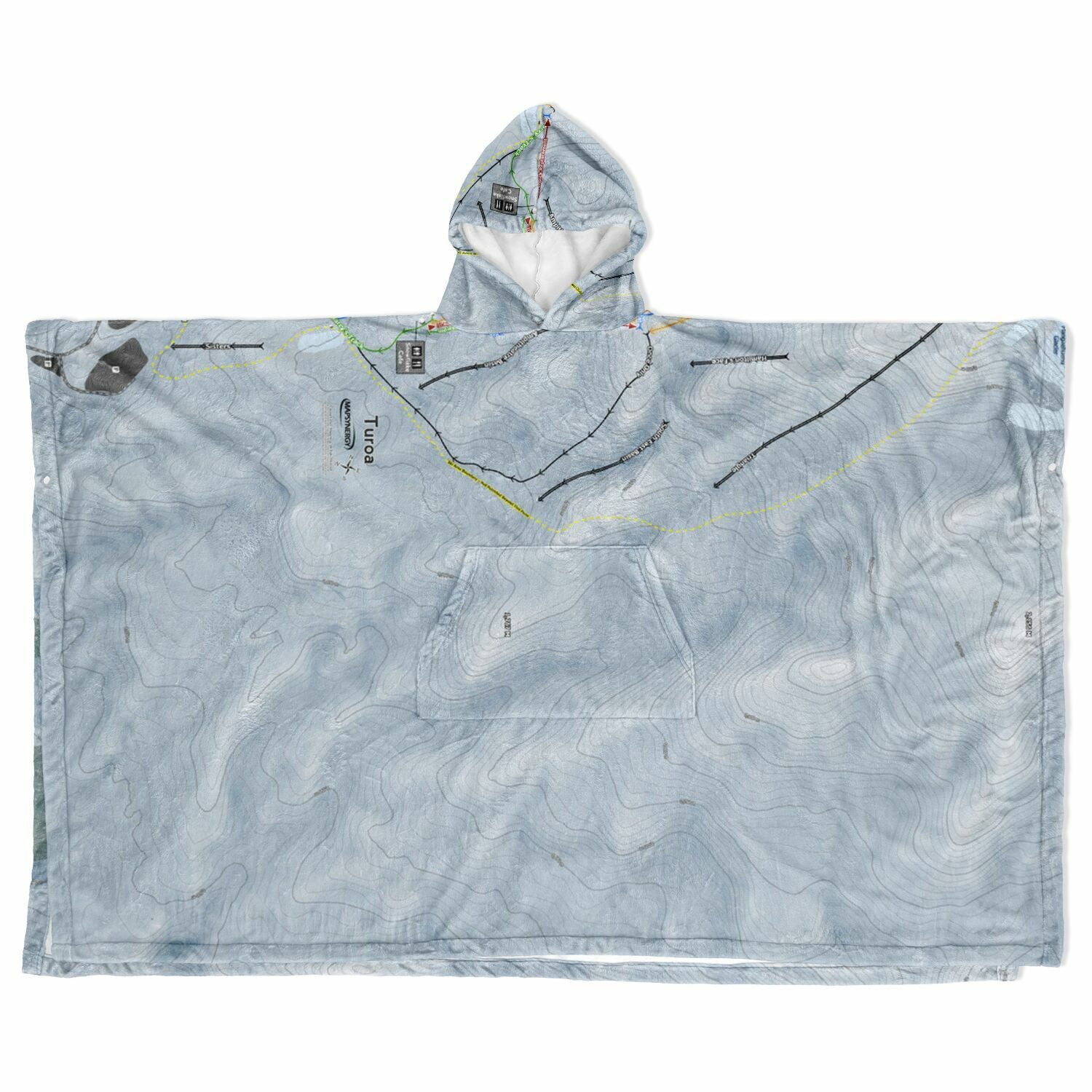 Turoa, New Zealand Ski Resort Map Flannel Blanket Poncho