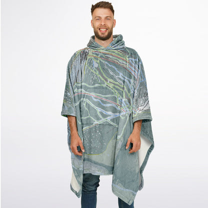 Sugarloaf, Maine Ski Resort Map Flannel Blanket Poncho