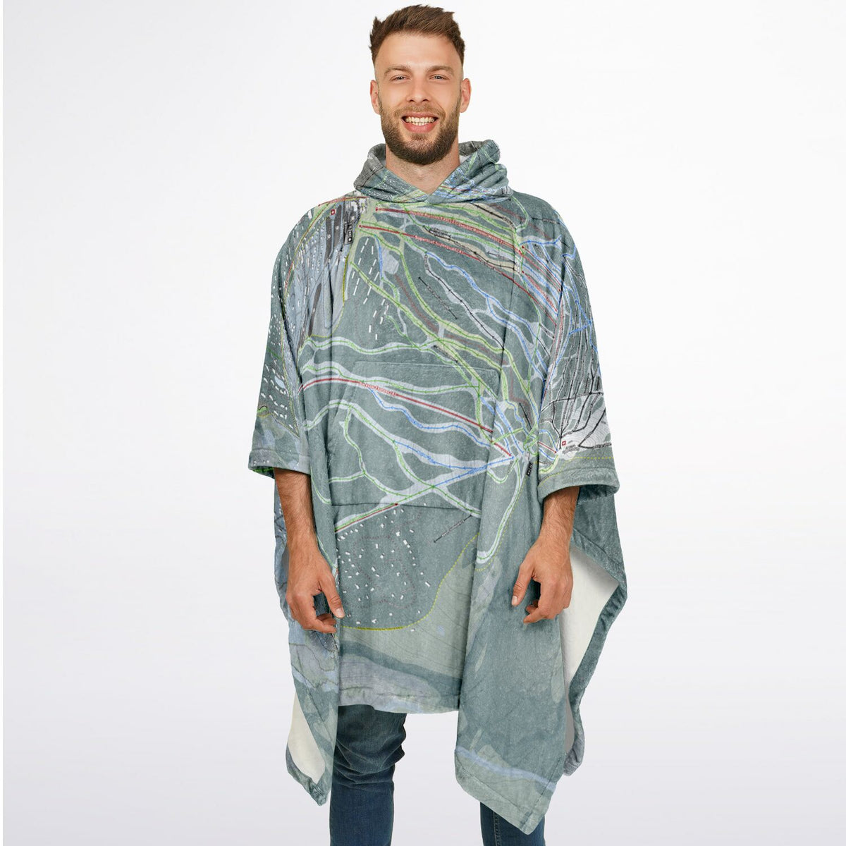 Sugarloaf, Maine Ski Resort Map Flannel Blanket Poncho