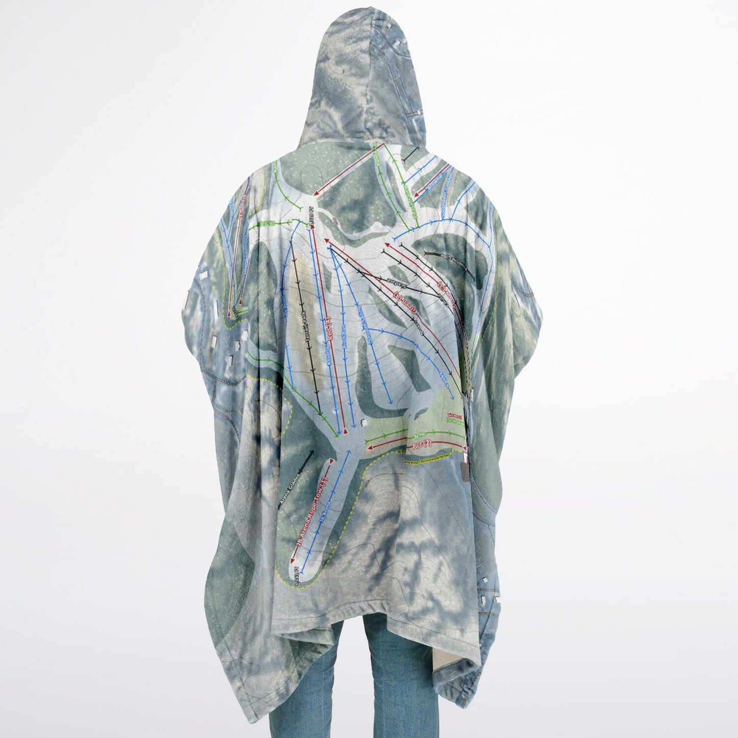 Nubs Nob, Michigan Ski Resort Map Flannel Blanket Poncho