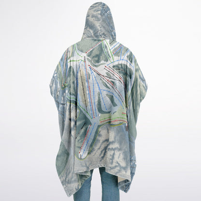 Nubs Nob, Michigan Ski Resort Map Flannel Blanket Poncho