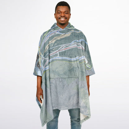 Ski Butternut, Massachusetts Ski Resort Map Flannel Blanket Poncho
