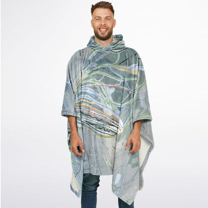 Greek Peak, New York Ski Resort Map Flannel Blanket Poncho