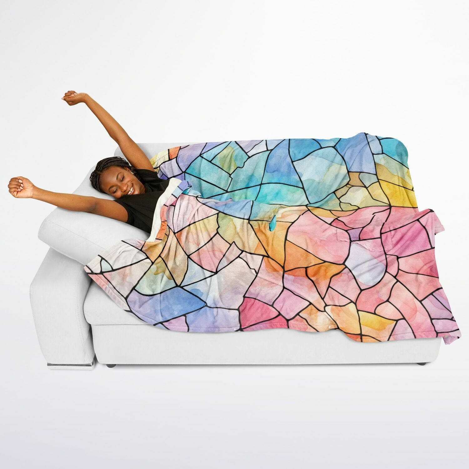 Stained Glass,  Flannel Blanket Poncho