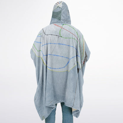 Blizzard Mountain, Idaho Ski Resort Map Flannel Blanket Poncho