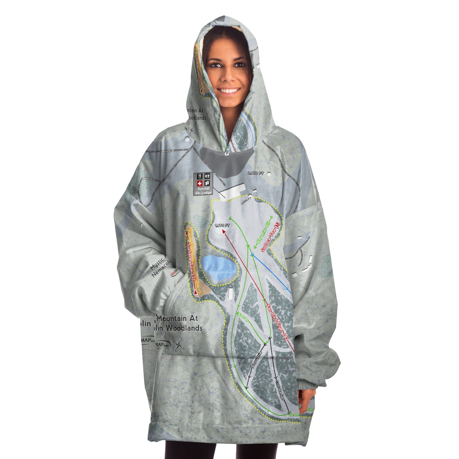 Mystic Mountain Nemacolin, Pennsylvania Ski Trail Map Snug Hoodie
