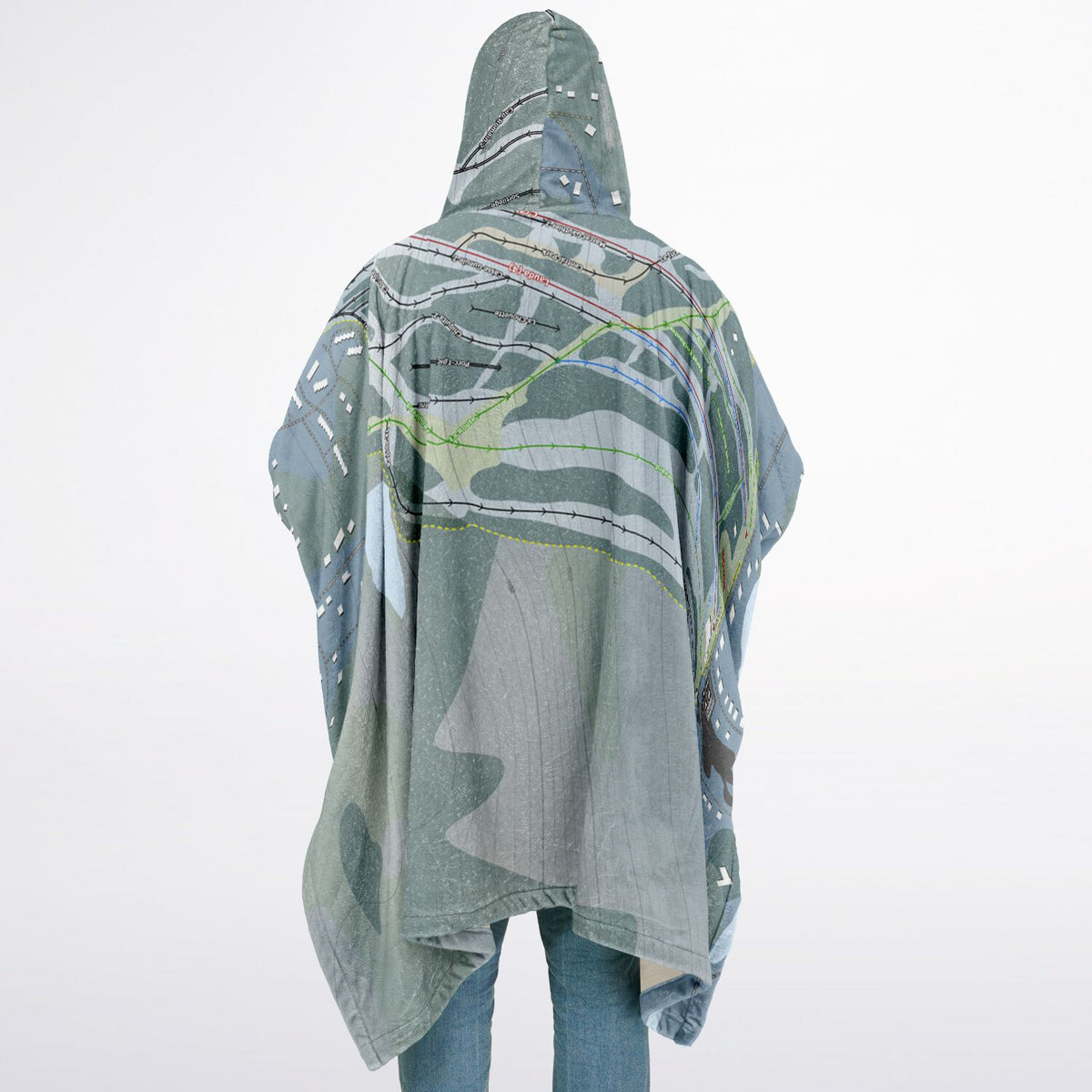 Ski Garceau, Quebec Ski Resort Map Flannel Blanket Poncho