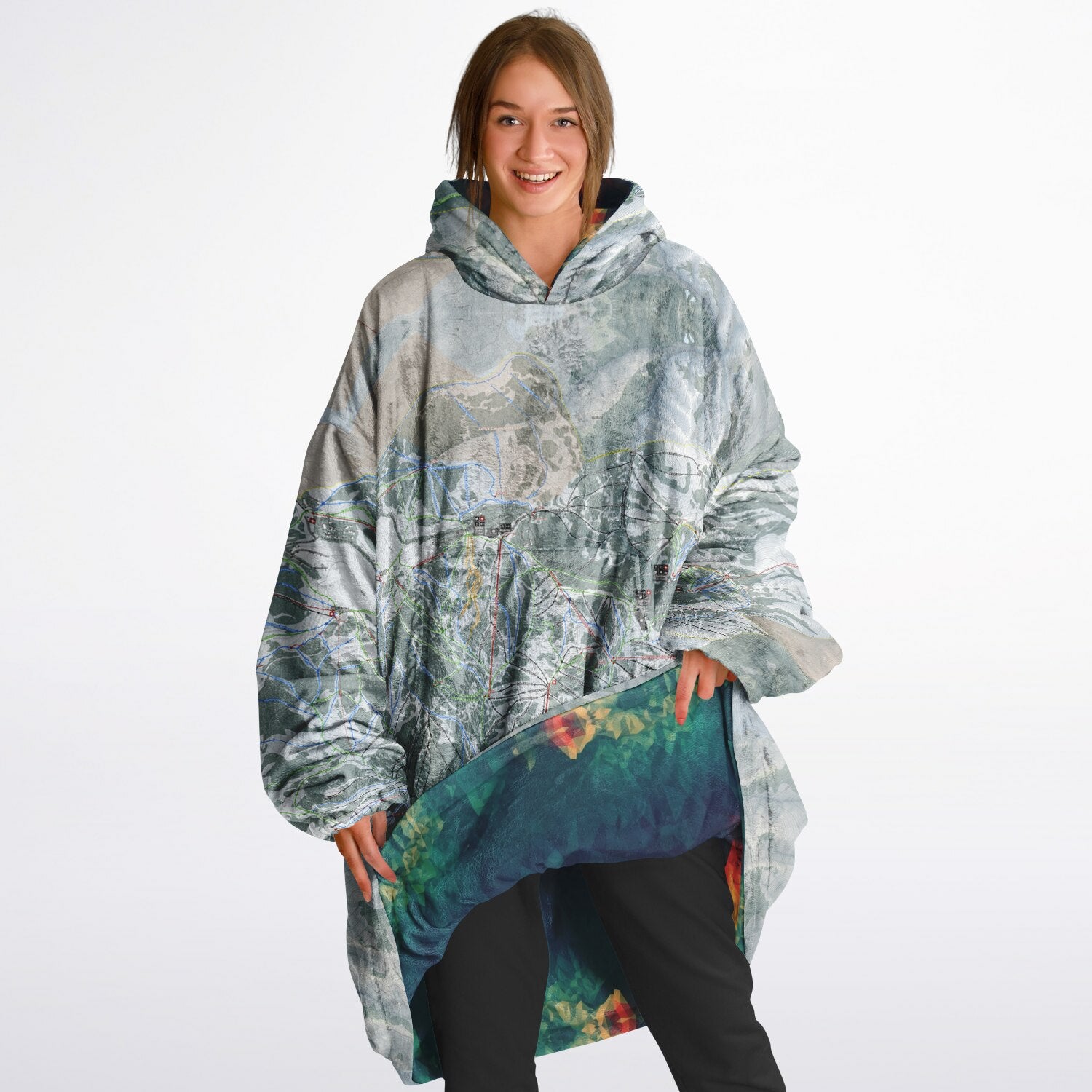 Powder Mountain, Utah Ski Resort Map Reversible Snug Hoodie