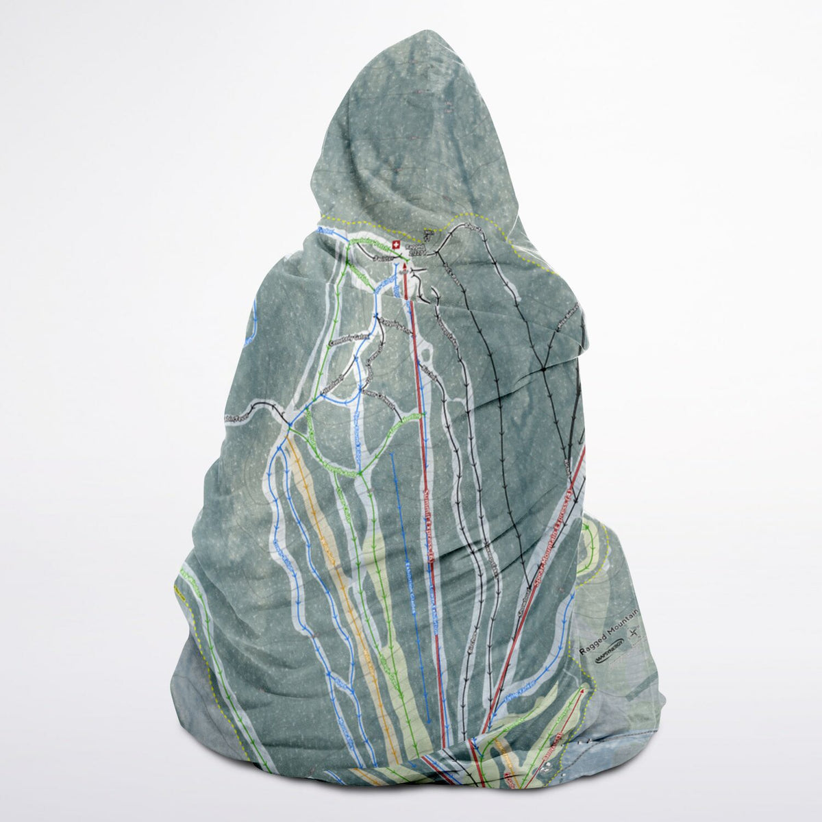 Ragged Mountain, New Hampshire Ski Trail Map - Adult Hooded Blanket