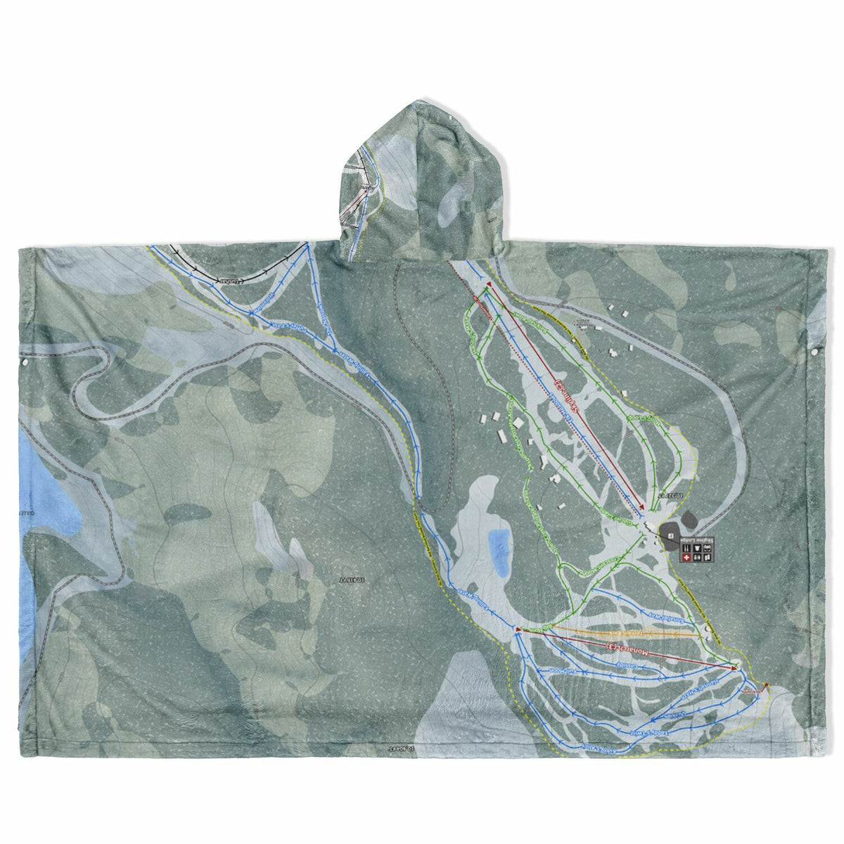 Eagle Point, Utah Ski Resort Map Flannel Blanket Poncho
