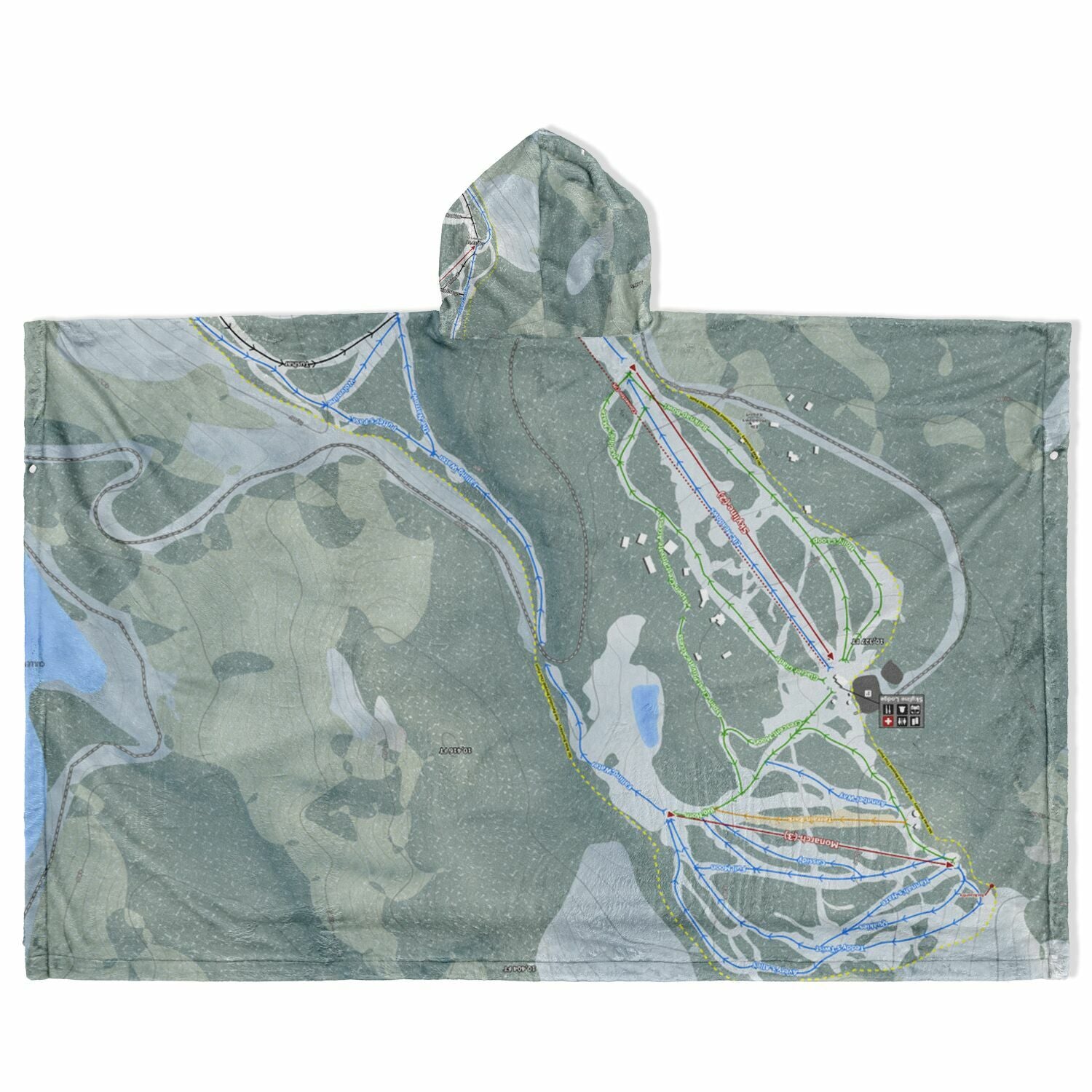 Eagle Point, Utah Ski Resort Map Flannel Blanket Poncho