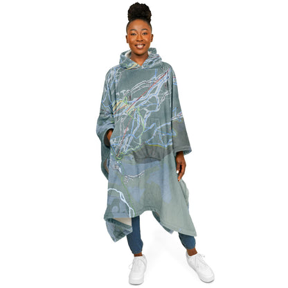 Panorama, British Columbia Ski Resort Map Flannel Blanket Poncho