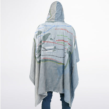 Ski Bradford, Massachusetts Ski Resort Map Flannel Blanket Poncho