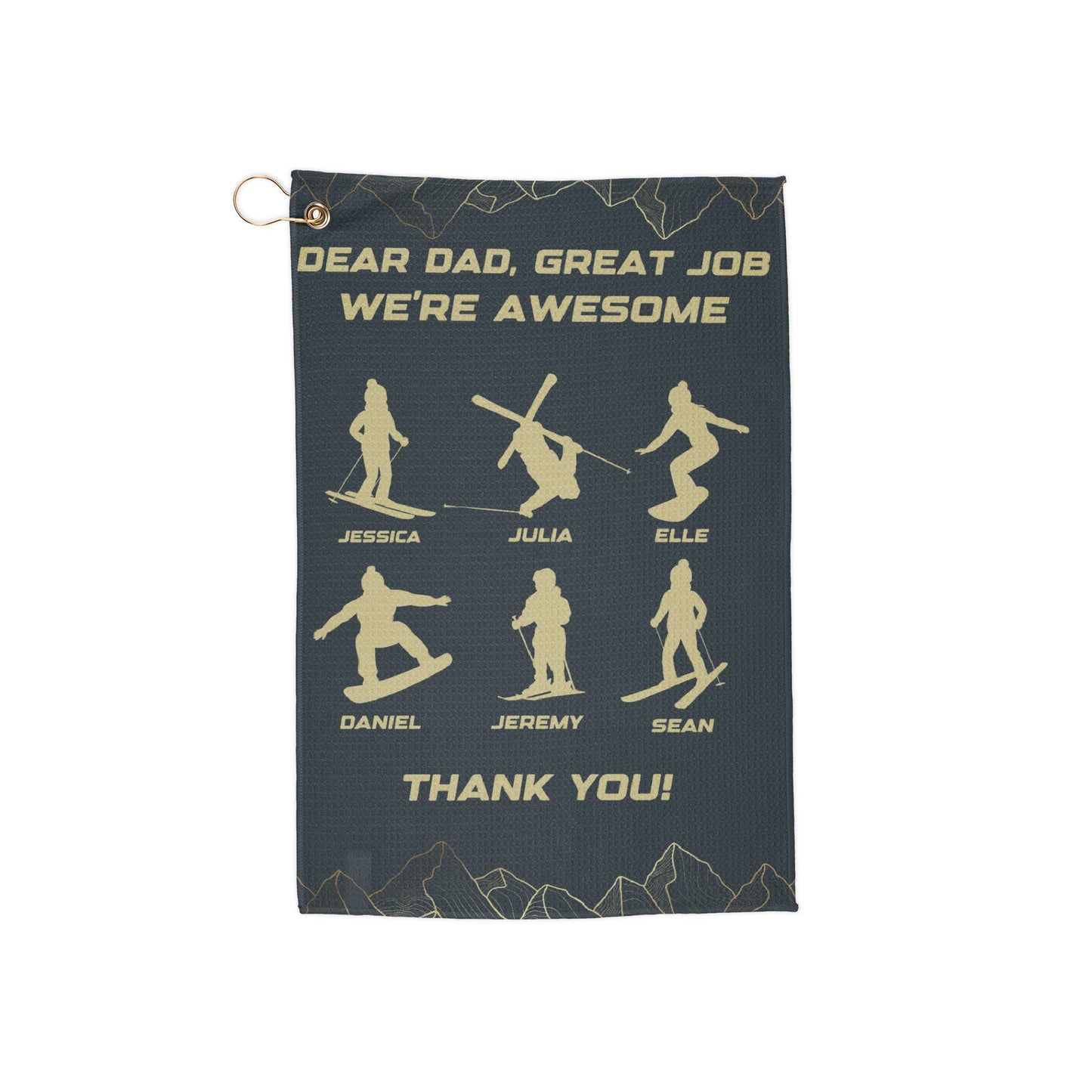 Custom Golf Towels - 'Dear Dad, Great Job! We're Awesome' Design - Perfect for Father's Day or Golf Enthusiasts