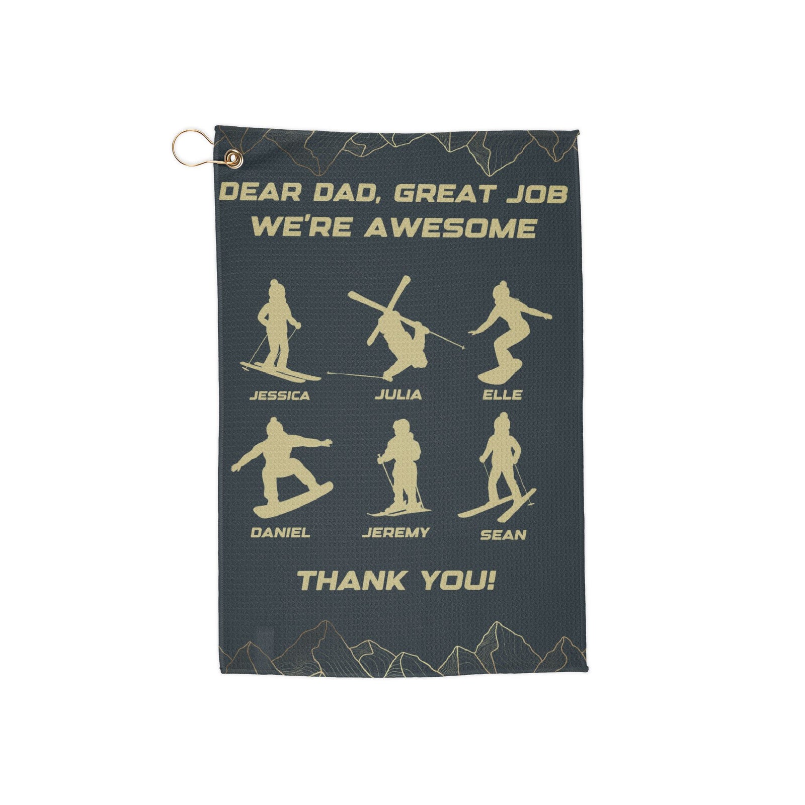 Custom Golf Towels - 'Dear Dad, Great Job! We're Awesome' Design - Perfect for Father's Day or Golf Enthusiasts