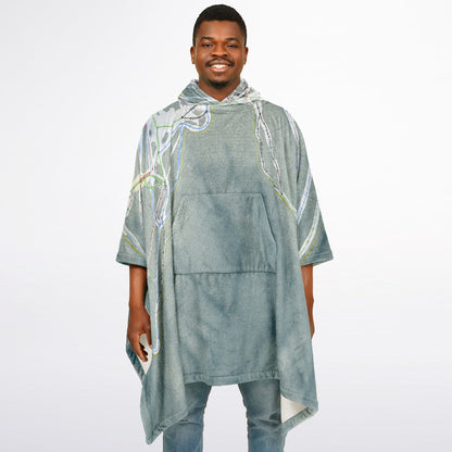 Mt Spokane, Washington Ski Resort Map Flannel Blanket Poncho