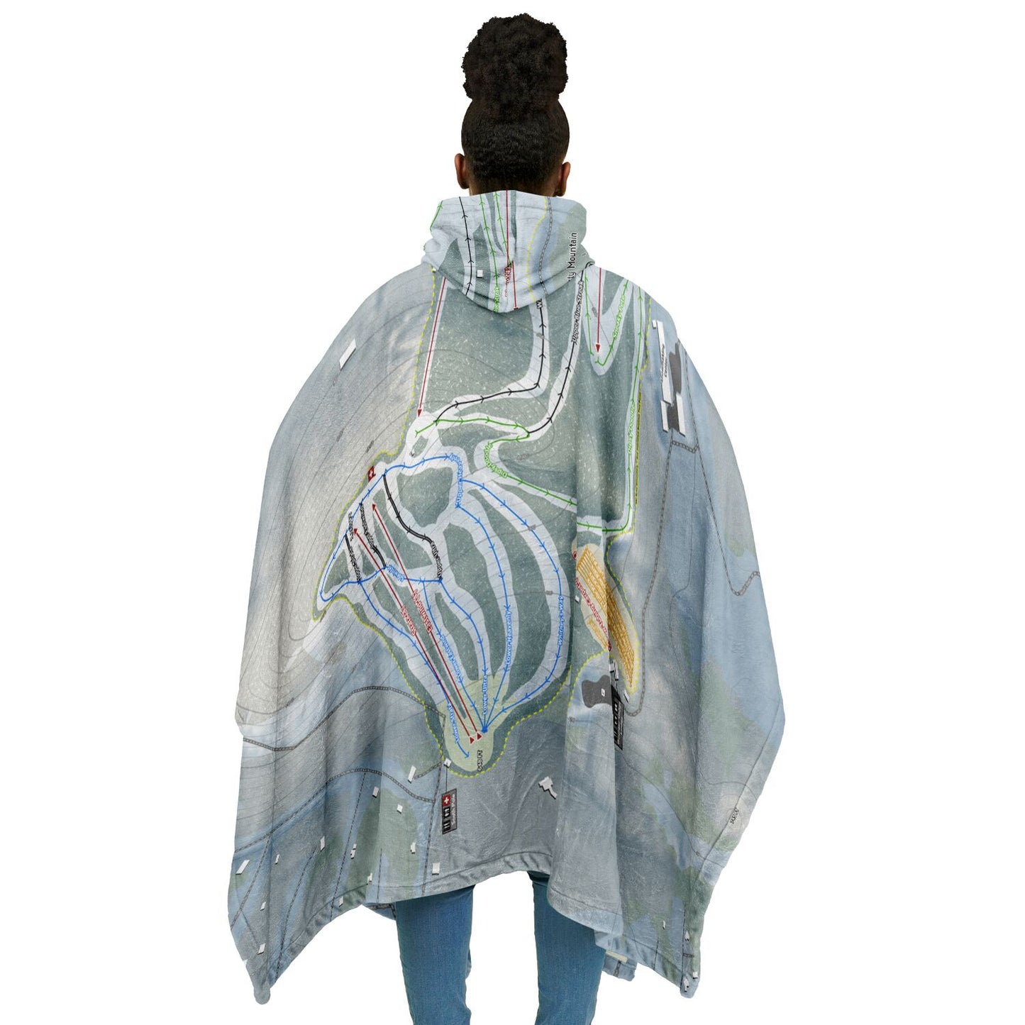 Liberty Mountain, Pennsylvania Ski Resort Map Flannel Blanket Poncho