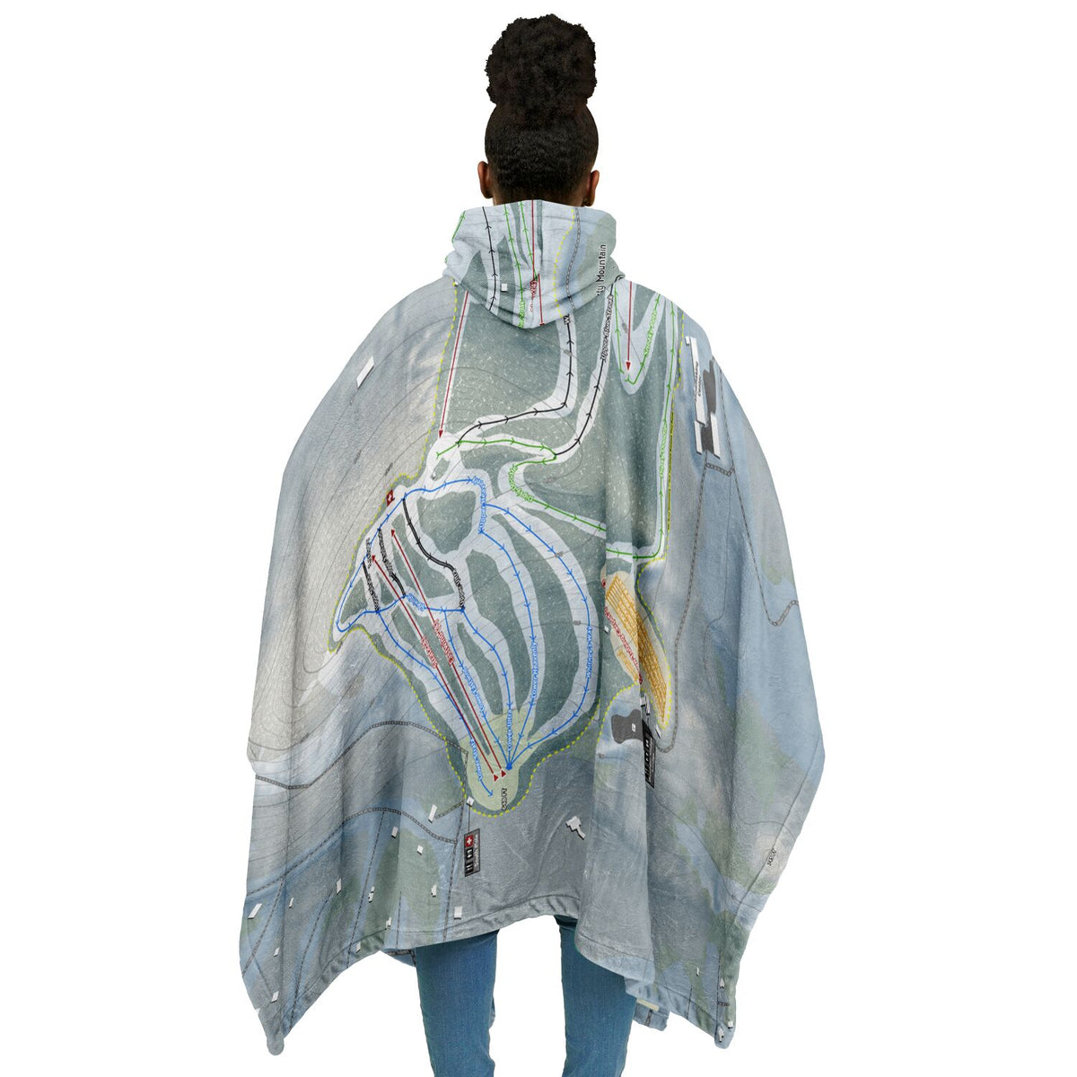 Liberty Mountain, Pennsylvania Ski Resort Map Flannel Blanket Poncho