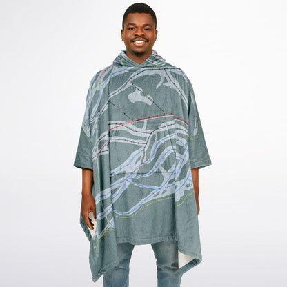 Mt Norquay, Alberta Ski Resort Map Flannel Blanket Poncho