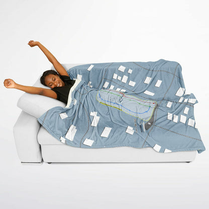 Lees Ski Hill, Colorado Ski Resort Map Flannel Blanket Poncho
