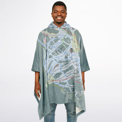Grouse Mountain, British Columbia Ski Resort Map Flannel Blanket Poncho