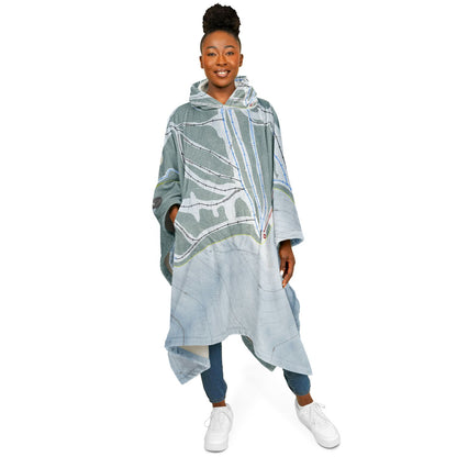 Teton Pass, Montana Ski Resort Map Flannel Blanket Poncho