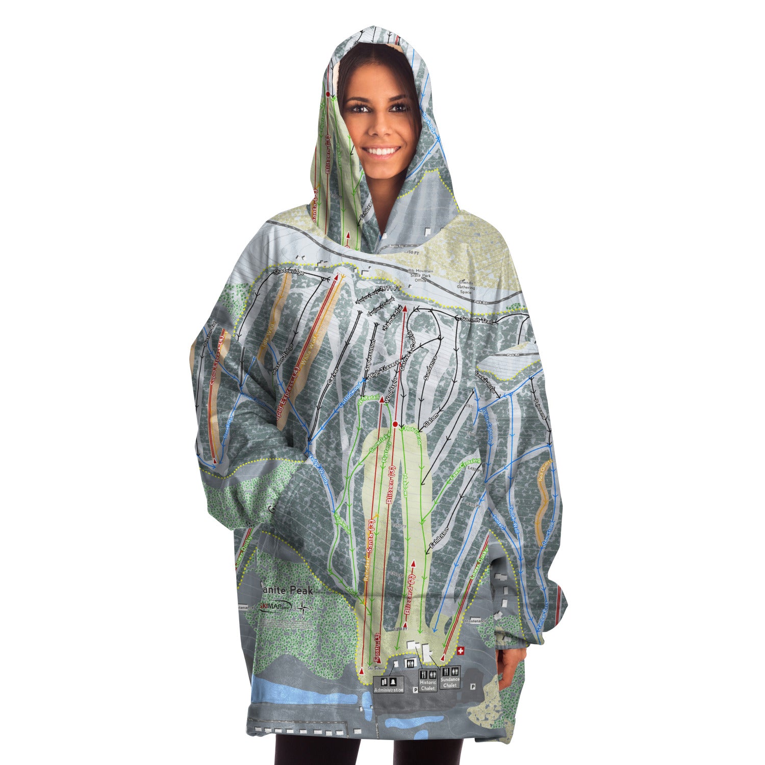 Granite Peak, Wisconsin Ski Trail Map - Snug Hoodie