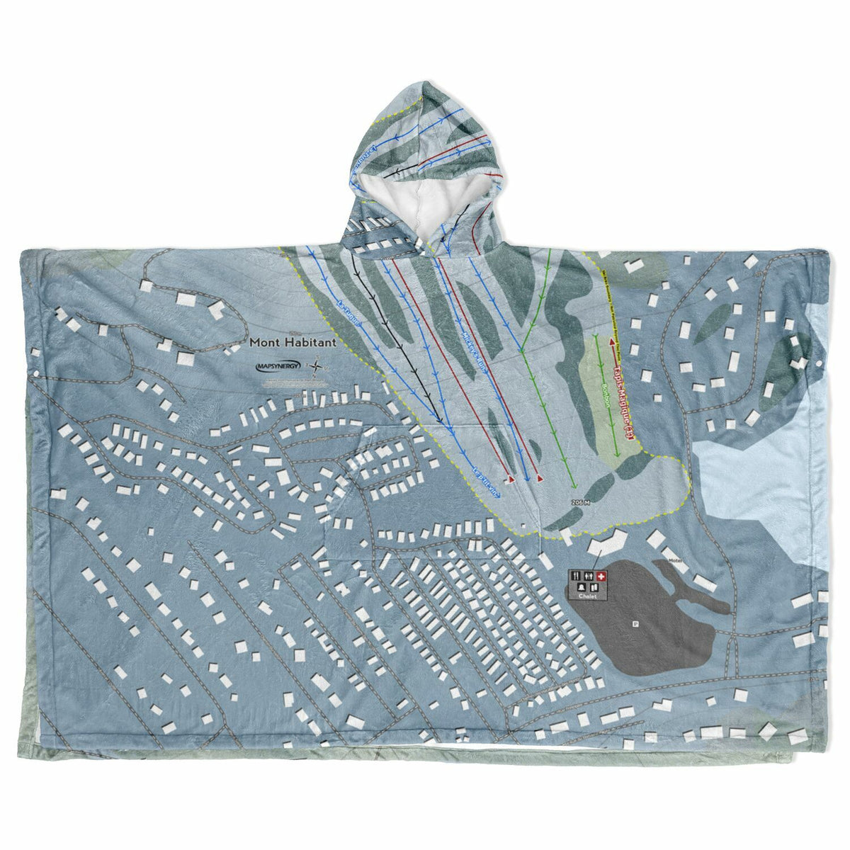Mont Habitant, Quebec Ski Resort Map Flannel Blanket Poncho