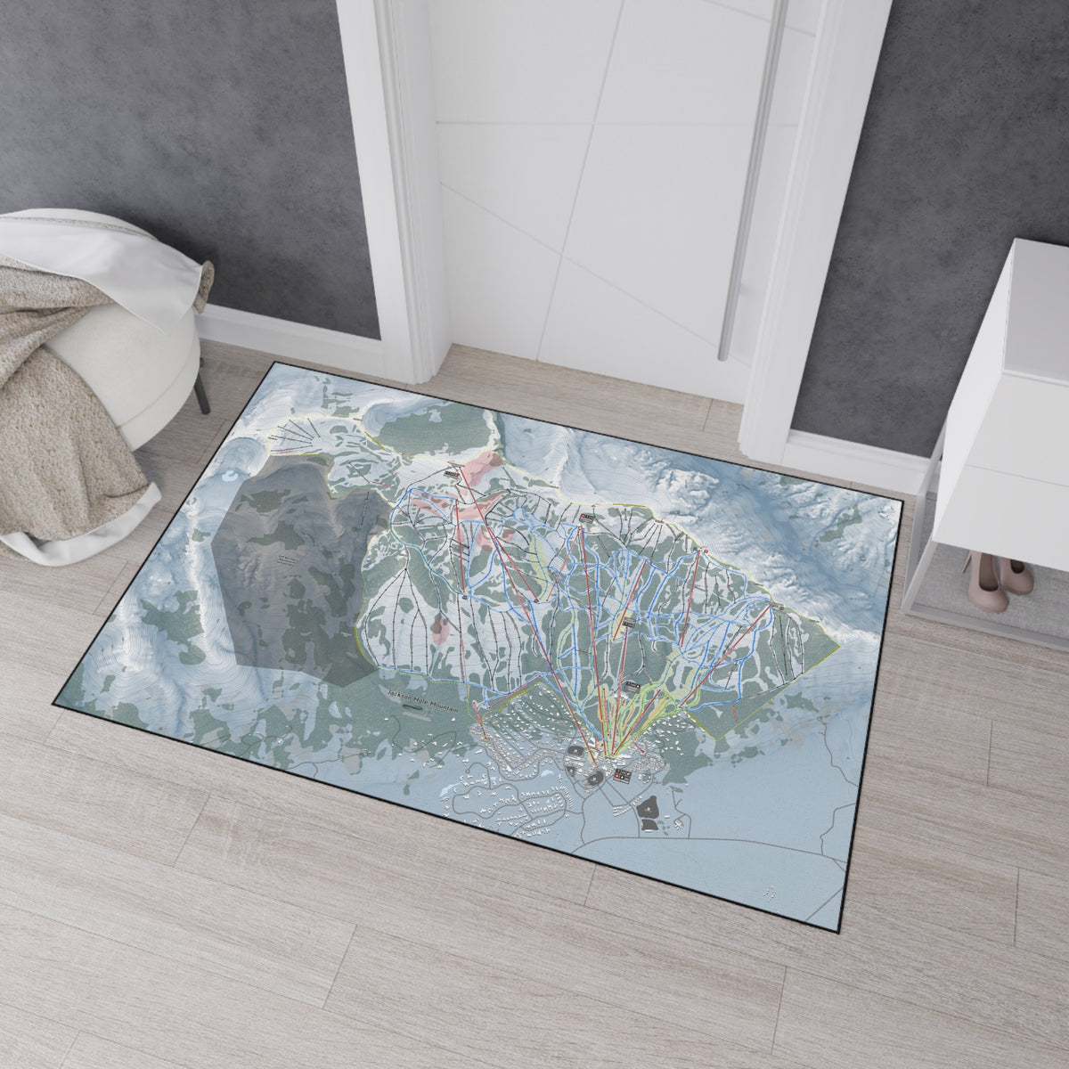 Jackson Hole Mountain, Wyoming Ski Resort Map Heavy Duty Floor Mat