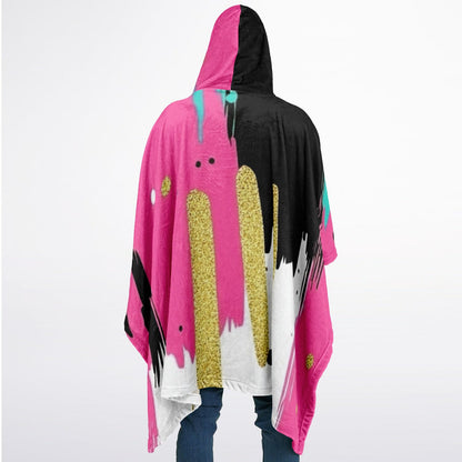 Pop Art Brush Strokes, Flannel Blanket Poncho