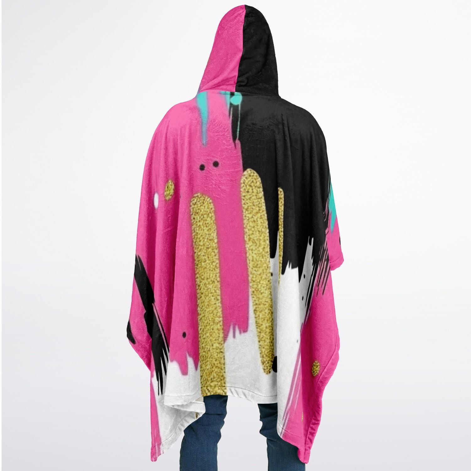 Pop Art Brush Strokes, Flannel Blanket Poncho