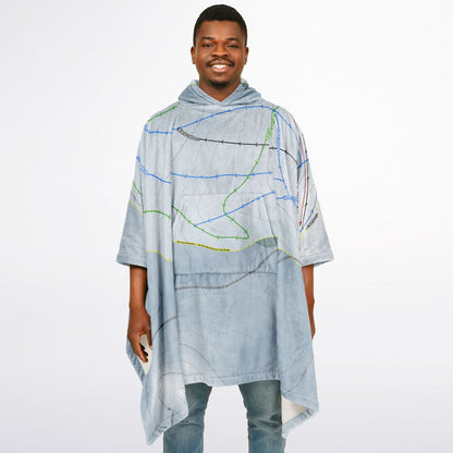 Blizzard Mountain, Idaho Ski Resort Map Flannel Blanket Poncho