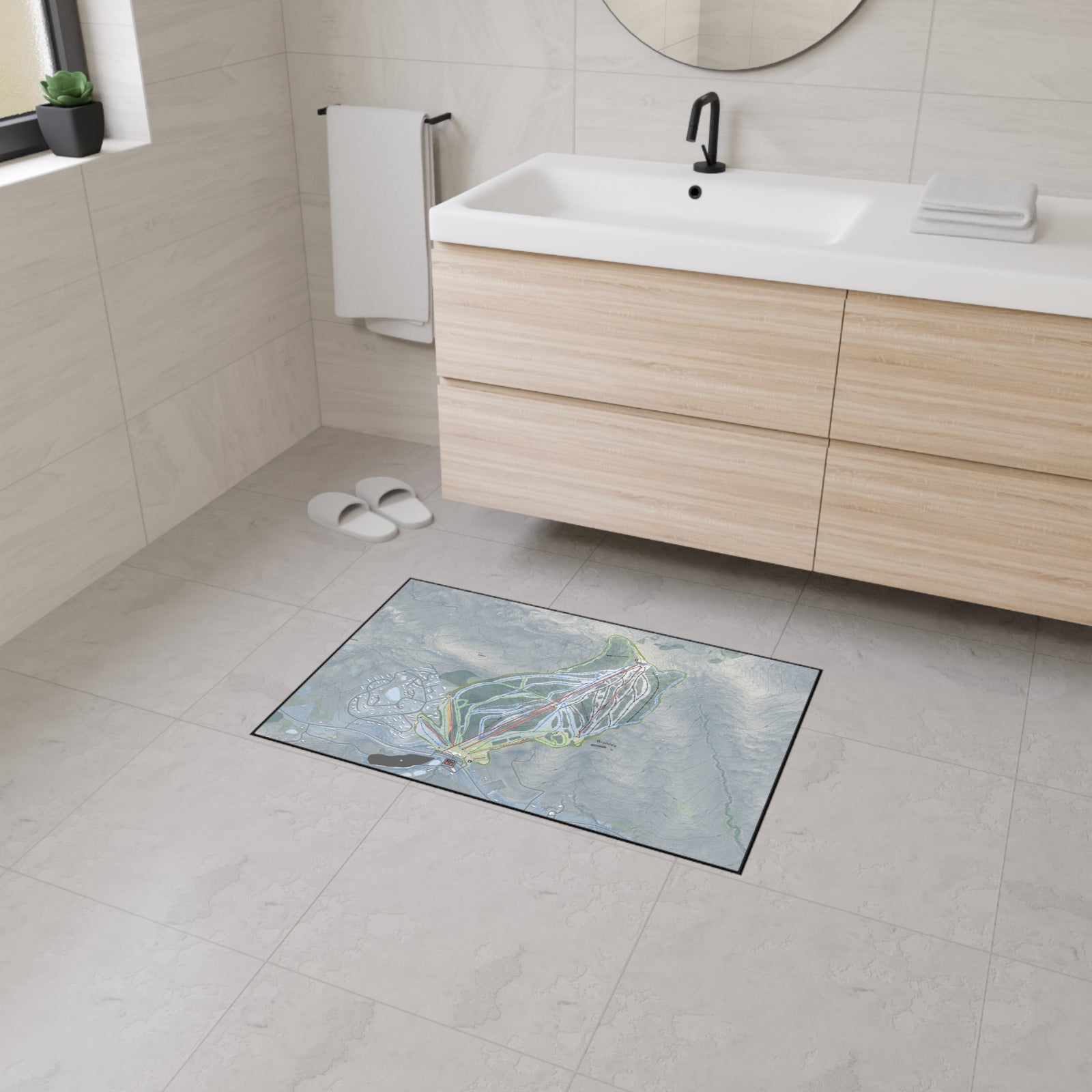 Bromley, Vermont Ski Resort Map Heavy Duty Floor Mat