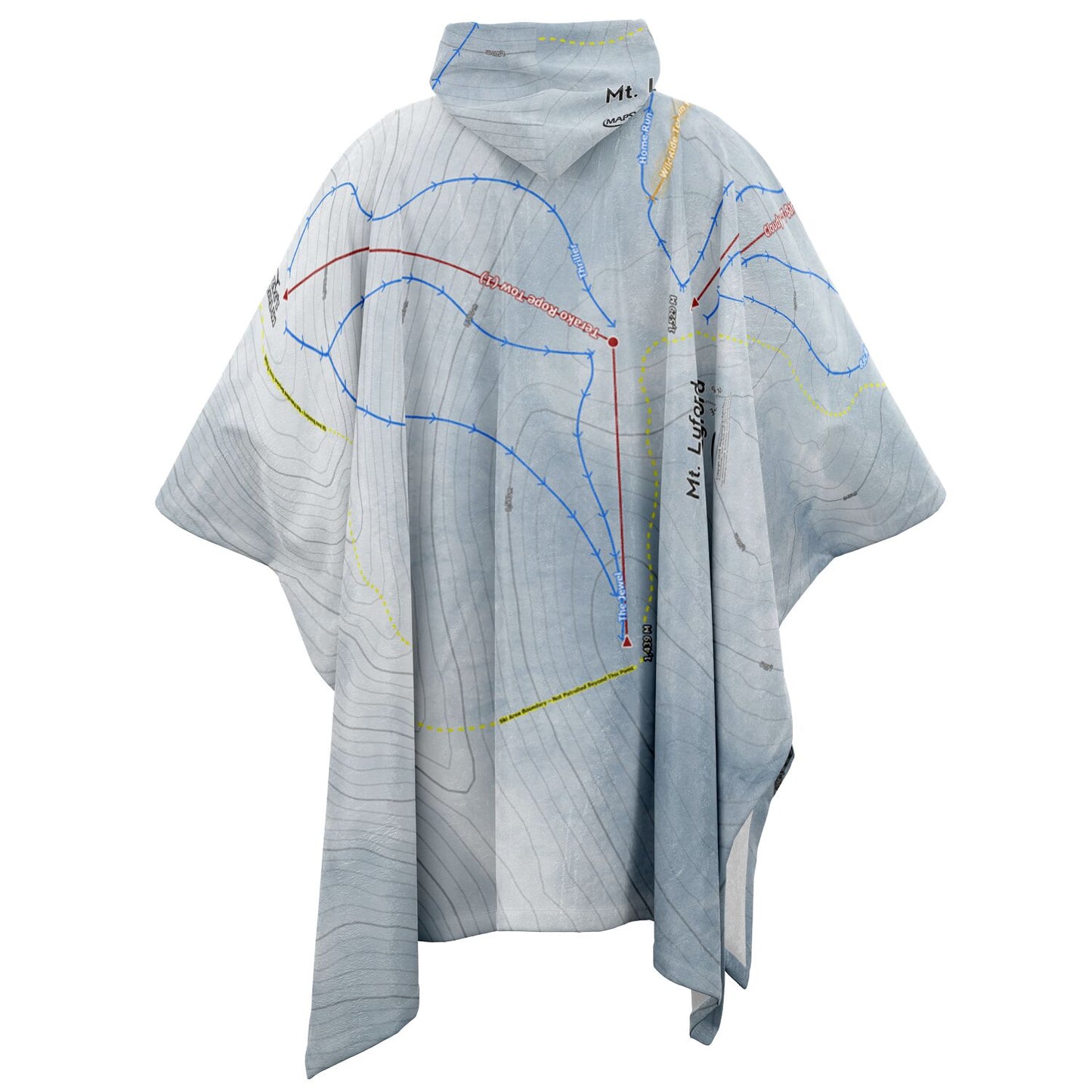 Mt Lyford, New Zealand Ski Resort Map Flannel Blanket Poncho - Powderaddicts