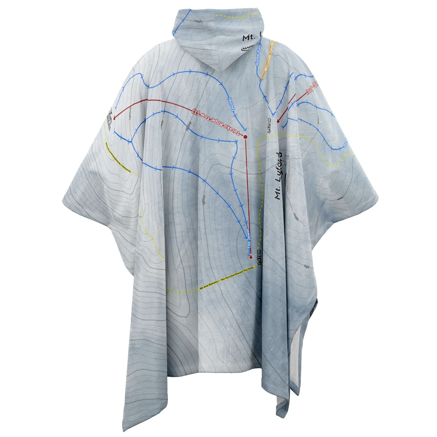 Mt Lyford, New Zealand Ski Resort Map Flannel Blanket Poncho - Powderaddicts