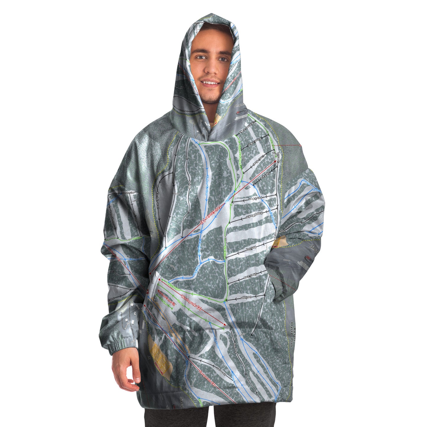 Sasquatch Mountain, British Columbia Ski Trail Map Snug Hoodie - Powderaddicts