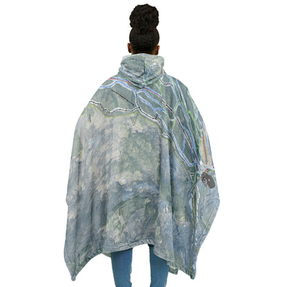 Tenney Mountain, New Hampshire Ski Resort Map Flannel Blanket Poncho