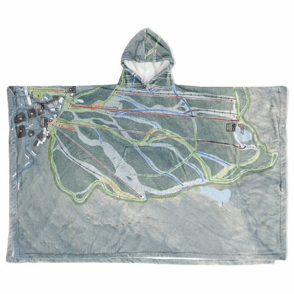 Jiminy Peak, Massachusetts Ski Resort Map Flannel Blanket Poncho