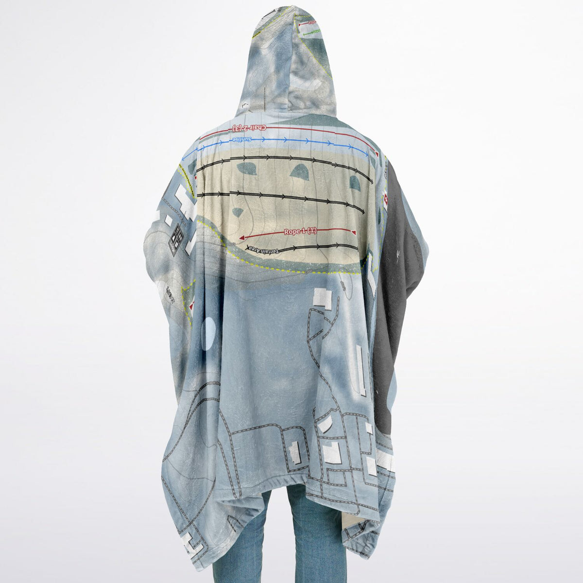 Alpine Valley, Michigan Ski Resort Map Flannel Blanket Poncho