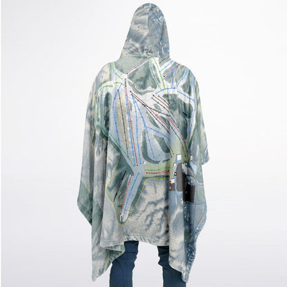 Nubs Nob, Michigan Ski Resort Map Flannel Blanket Poncho