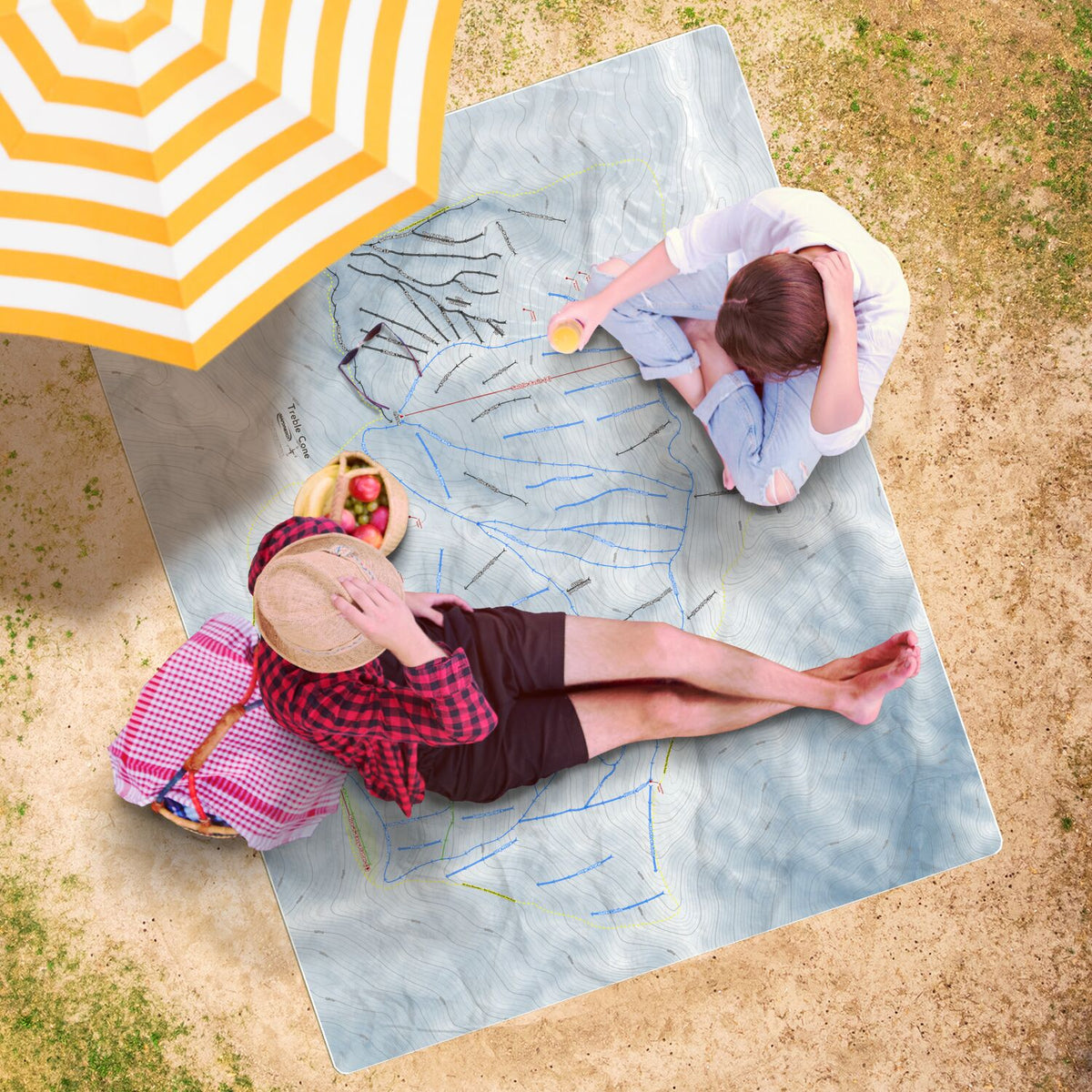 Treble Cone, New Zealand Ski Resort Map Printed Beach Towel