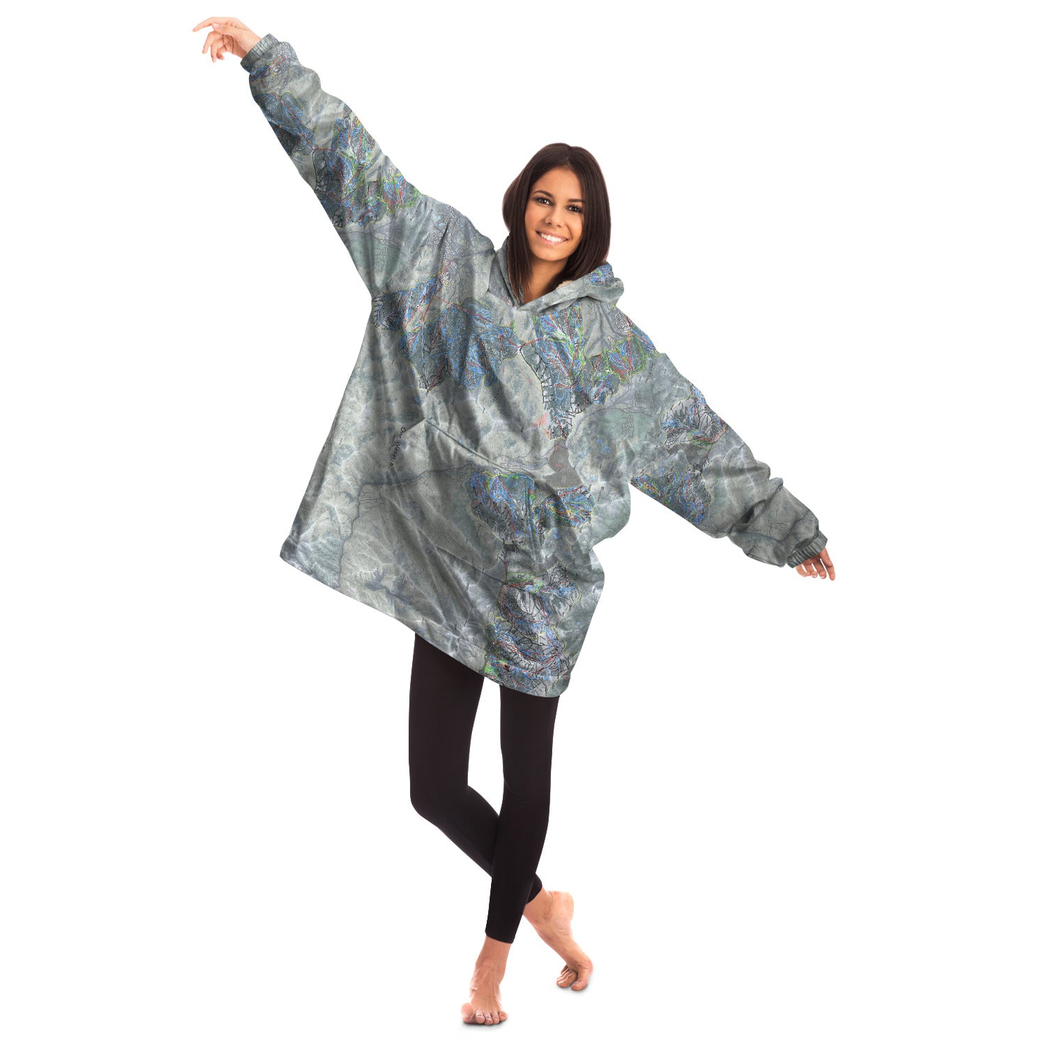 One Wasatch, Utah Ski Trail Map - Snug Hoodie - Powderaddicts