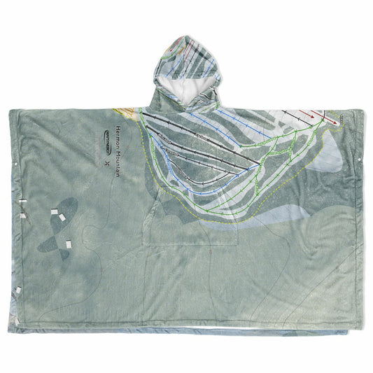 Hermon Mountain, Maine Ski Resort Map Flannel Blanket Poncho
