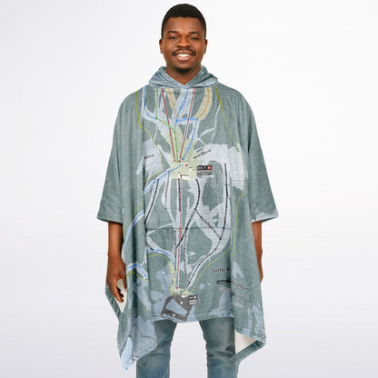 June Mountain, California Ski Resort Map Flannel Blanket Poncho