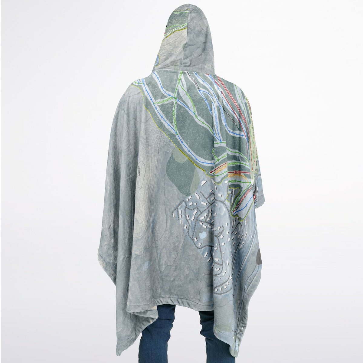 Bromley, Vermont Ski Resort Map Flannel Blanket Poncho