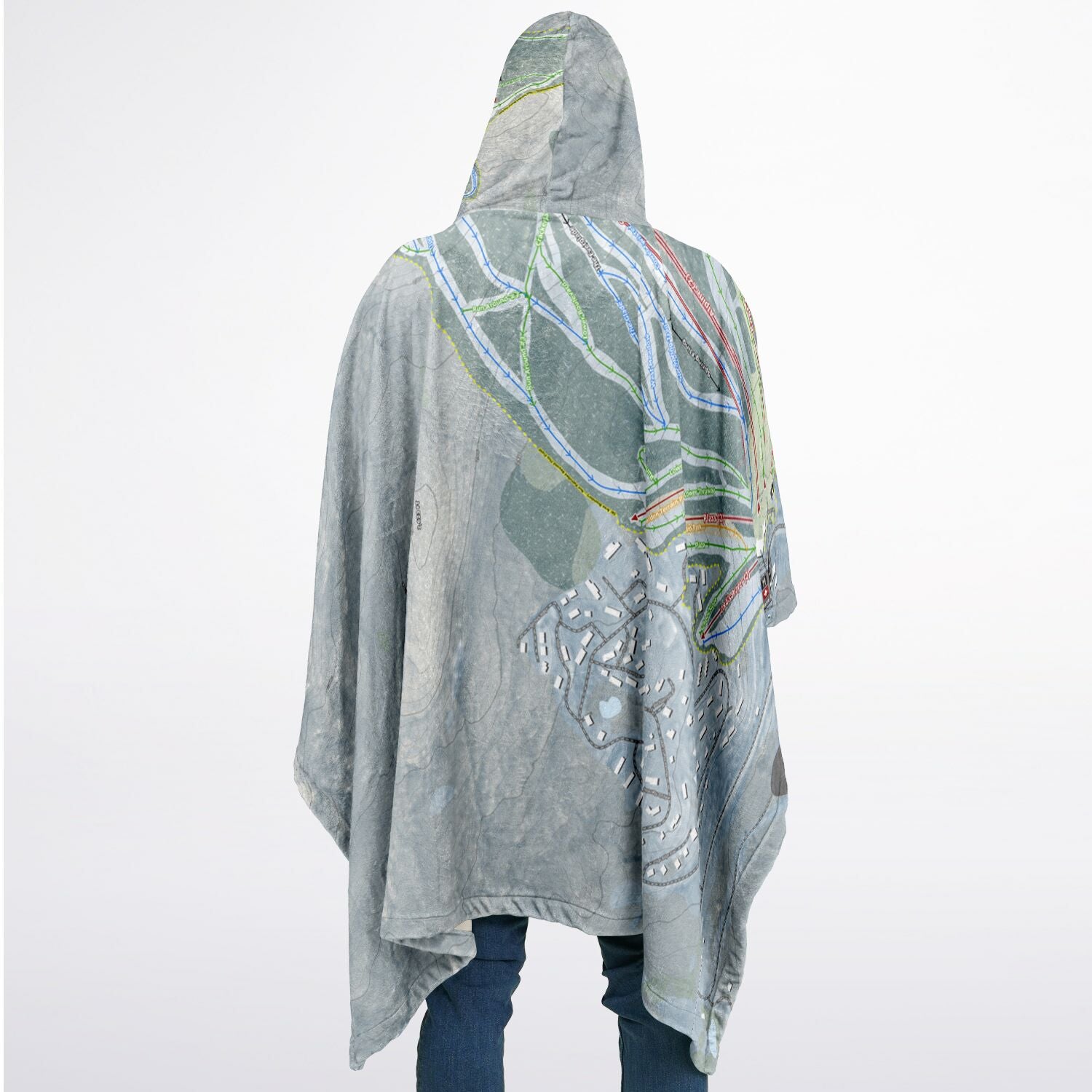 Bromley, Vermont Ski Resort Map Flannel Blanket Poncho