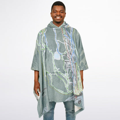 Sandia Peak, New Mexico Ski Resort Map Flannel Blanket Poncho