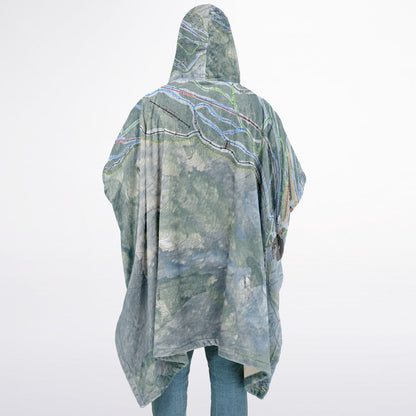 Tenney Mountain, New Hampshire Ski Resort Map Flannel Blanket Poncho